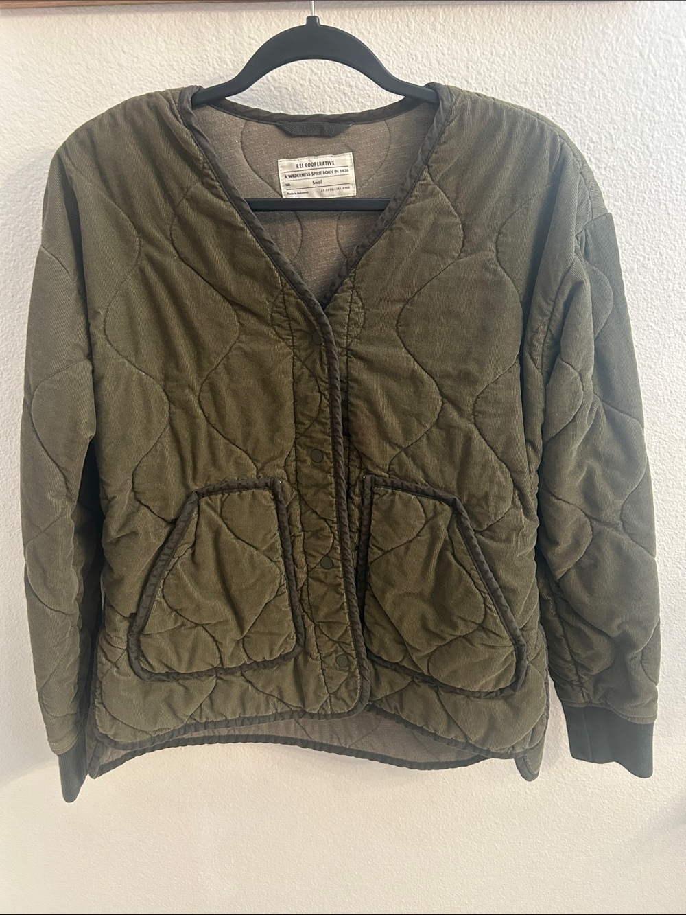 REI Olive Green Quilted Utility Jacket